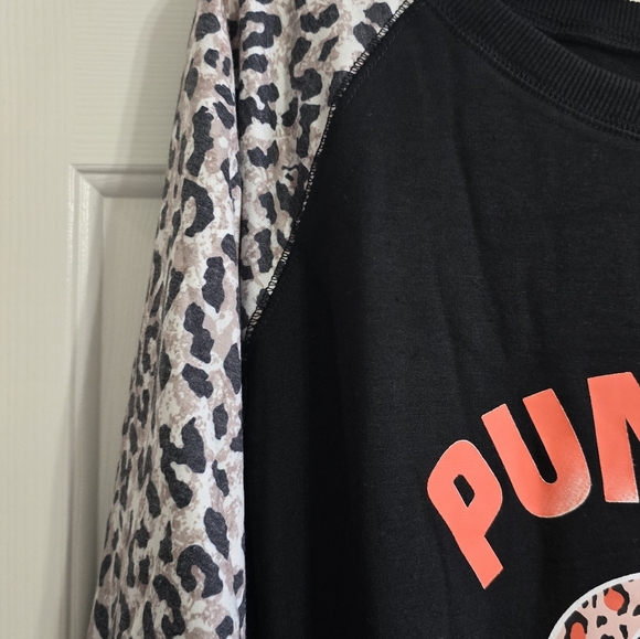Black and Leopard Print Pumpkin Sweatshirt XL NWT - Picture 3 of 4